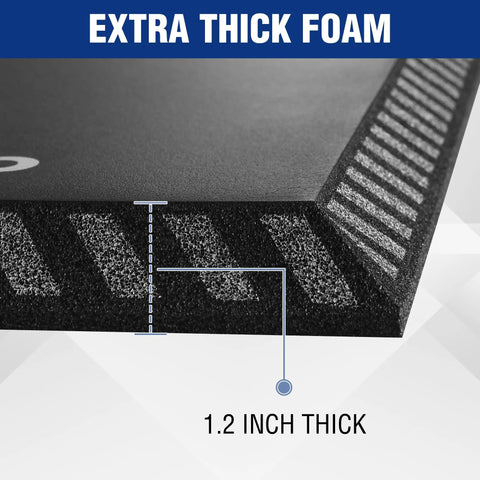 Close-up of extra thick 1.2 inch foam of the Extra Thick Kneeling Pad Black For Knee Pain Relief, highlighting material and thickness.