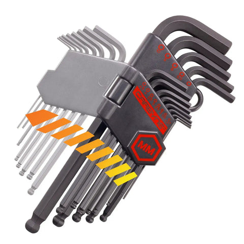 All-In-One 35 Piece Long Arm Ball End Hex Key Wrench Set with SAE Metric and Torx Bits in holder