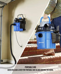 5 Gallon Wall Mount Wet Dry Vacuum With Remote Control 5 Peak HP Ultra Quiet 2 Stage Motor for easy home use, blue, detachable