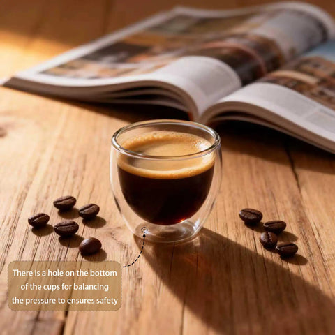 Double Wall Insulated Espresso Cups 5 Oz Glass Set Of 2 For Coffee Machines Clear Mugs That Keep Drinks Hot Or Cold Condensation Free