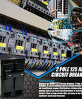 125 Amp 2 Pole Plug In Circuit Breaker For 120 And 240 Volt Built Tough Thermal Magnetic Interrupter installed in panel