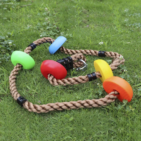Colorful Climbing Rope Six Point Five Feet With Five Knotted Foot Holds For Kids Ninja Warrior Setup Slackline Obstacle Course