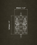 Diagram of 5-Inch European-Style Copper Door Hinge For Cabinets And Rooms, Thick Retro Antique Gold Finish, with dimensions.
