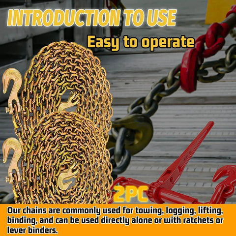 G80 Tow Chain One Quarter Inch By Twenty Foot Log Chain With G70 Clevis Grab Hooks, 2-Pack for Towing and Trailer Binding