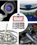 Assorted 304 Stainless Steel Button Head Torx Security Screws Tamper Resistant Kit with usage examples in security camera, car, motorcycle.