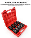 1/2 Inch Deep 6-Point Impact Socket Set For Axle Nuts 29mm-38mm, 9-Piece Cr-Mo Chrome Molybdenum Steel With Plastic Case