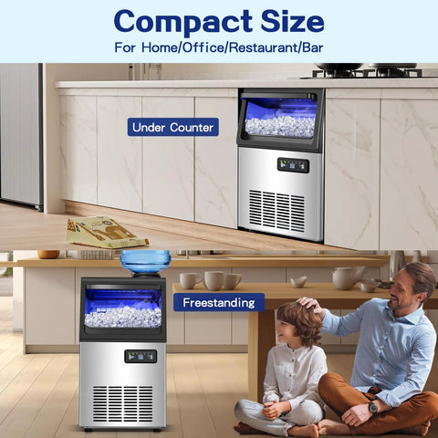 Heavy Duty Beast Mode Commercial Ice Maker 110 Lbs Per Day Under Counter Or Freestanding With 22 Lb Storage Dual Water Inlets