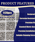 Everyday Tiny Stainless Steel Micro Screws And Nuts Kit For Glasses Watches Clocks Computers And DIY Projects Includes Sizes M1 M1.2 M1.4 M1.6 M2 M2.5 With Phillips Pan Head Tiny Screws And Nuts 1120 Piece Assortment product features displayed