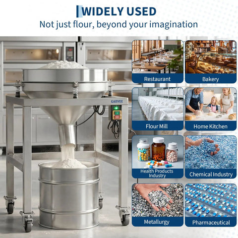High Speed Electric Powder Sifter Machine With 40 Mesh And 100 Mesh Stainless Screens in home kitchen and bakery settings
