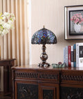 Wisteria Flowers Butterflies Tiffany Style Stained Glass Table Lamp With A 12 Inch Wide Lampshade And 19 Inch Tall Handmade Craftsmanship