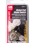 Electrical Pull Chain Switch SPST On Off For Fans And Small Appliances, 6 Amp 125 Volt AC, package view, nickel finish