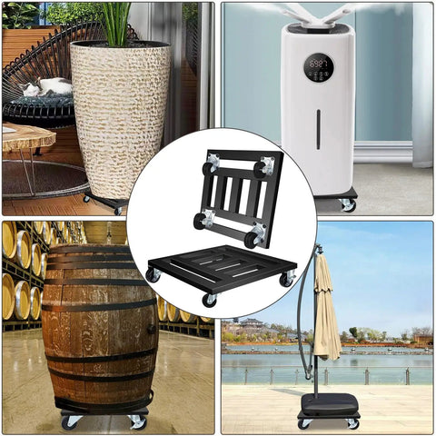 Badass Heavy Duty Plant Caddy With Wheels, 12 Inch Rolling Plant Stand, Smooth Glide Casters For Moving Flower Pots Without A Sweat, Super Load Bearing Sturdy Base For Indoor Or Outdoor Care, 2 Pack Black