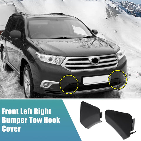 Unpainted Front Bumper Tow Hook Cover Pair For Toyota Highlander 2011 2013 Left And Right Eye Caps Black Replacement Easy Install
