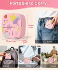 Super Slick Mini Sticker Printer And Quick Photo Maker, pocket sized device held in hand, ideal for travel.