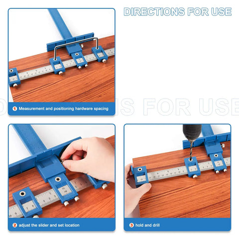Adjustable Cabinet Hardware Jig With Quick Release Drill Guide For No Fuss Precise Hole Spacing And Dowelling A Handy Wood Drilling Template For Installing Handles And Knobs On Doors And Drawers