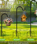 Shepherds Hooks For Outdoor 42 Inch Garden Bird Feeder Pole With Five Prongs Base Adjustable For Hanging Flower Baskets