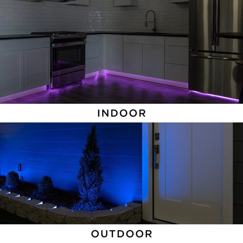 24Ft Color Changing LED Light Strip For Indoor And Outdoor Use With Linkable Neon Rope Lights Plug In Convenience under cabinets and along outdoor path