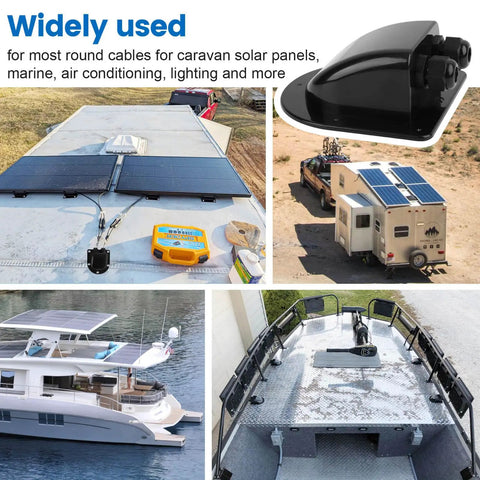 Waterproof ABS Solar Cable Entry Gland Double Pack for RV Campervan Boat Roof Fits 2mm to 6mm Cable Diameters, IP68.