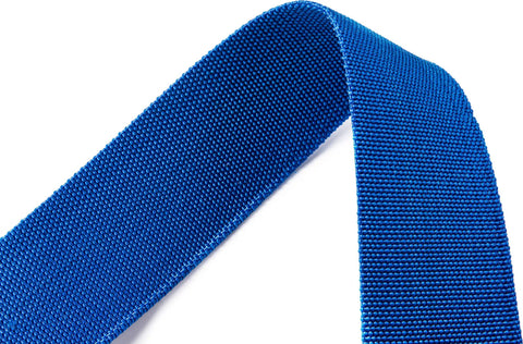 Close-up of Kos Nylon Weight Belt For Freediving And Scuba, Durable Woven Belt, Blue 5 cm wide, showcasing texture and color.