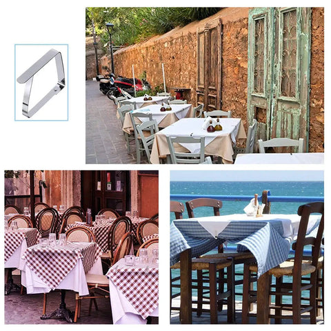 Heavy Duty Outdoor Tablecloth Clips Set Flexible Stainless Steel Picnic Table Clip Holders For Tables Up To Two Inches Thick