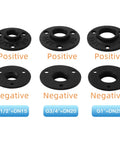 Industrial Vintage Style 1 Inch Floor Flange Set, 30 Pack Malleable Iron Black Painted Pipe Fittings - Front and Back Views