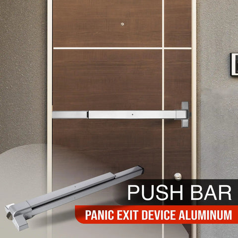 Heavy Duty Aluminum Push Bar Panic Exit Device For Commercial Doors, ANSI A156.3 Grade 2, UL Listed, on wooden door