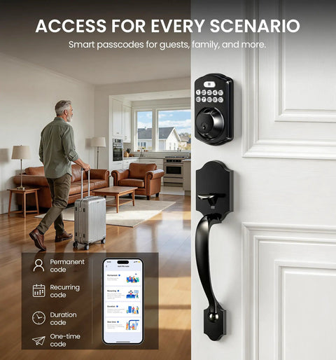 Slick WiFi Smart Front Door Lock Set With Matte Black Handle And Keyless Entry Remote App Control No Hub Required For Game Changing Home Security Upgrade And Legit Peace Of Mind Daily