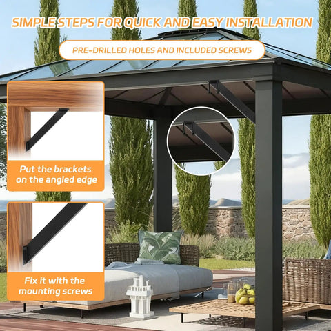 4 Pack Pergola Support Brackets At 45 Degree Angle For 4x4 Wood Posts Beefy Heavy Duty Reinforced Steel Gazebo Bracket Kit For Easy Install On Patio Garden Gazebo Treehouse And Backyard Projects