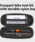 32 Piece Bike Torque Wrench Set With One Quarter Inch Drive Click Wrenches And Bit Kit in portable round pouch