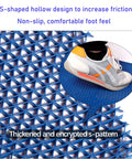 Close-up of blue S-shaped drainage mat with shoe footprint, showcasing friction design - Grab This Killer Non Slip Outdoor Drainage Mat Measuring Three Feet By Ten Feet Perfect For Commercial Kitchen Floors Garage Poolside Bathroom And Restaurant Use With Awesome S Shaped Design That Drains Water Fast And Stays Super Clean