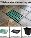 Installed Square Catch Basin With Fiberglass Grate And Debris Basket 26x18x24 Inch Large DIY Rainwater Drain Basin For Yard