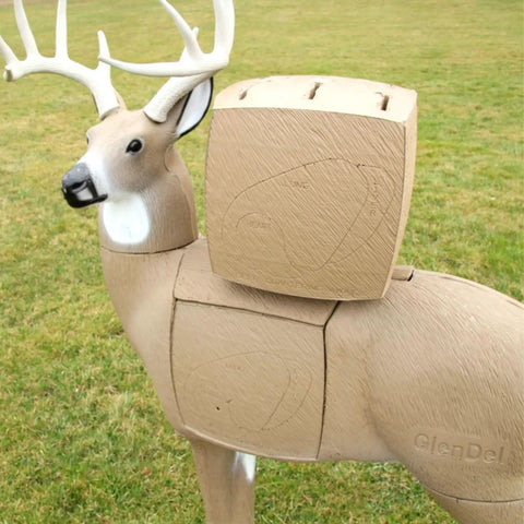 Life Like 3D Buck Archery Target That Stops Broadheads And Field Tips, displayed full side view standing on grass