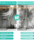 Comparison of two bathrooms, left with clear air using Replacement Bathroom Fan Motor Assembly For Broan 688 Series And Nutone 695, right with foggy air.