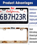 Comparison of Dope Stainless Steel License Plate Frame With Marble Flower Floral Pattern Colorful Design and rusty frame