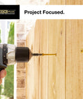 Drill installing 3 Inch Epoxy Coated Exterior Wood And Fence Screws Size 10 By 3 Torx Drive into wooden fence panel.