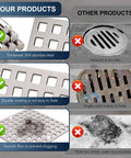Comparison of Built Tough Brushed Nickel Square Shower Drain Cover 3-7/8 Inches Wide and inferior drainage products.