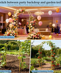 Beefy 7 Point 2 Foot By 4 Point 3 Foot Balloon Arch Stand Made Of Metal Pergola Arbors shown decorated for outdoor event