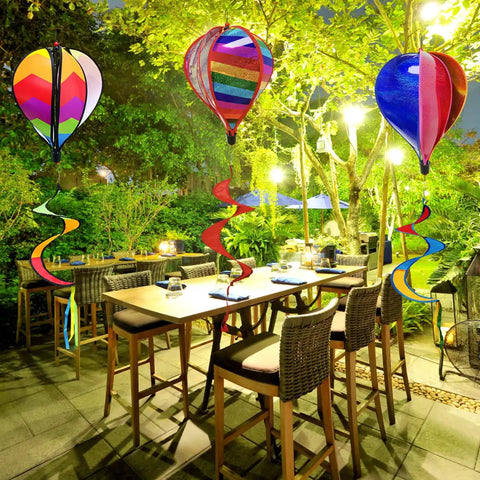 Three Pack Colorful Hot Air Balloon Wind Spinners For Outdoor Garden Yard Decor Large Hanging Wind Socks With Rainbow Vibes