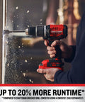 V20 Cordless Hammer Drill One Half Inch Bare Tool Only With Brushless Motor in use on a wooden surface