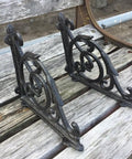 Rock Solid Cast Iron Shelf Brackets Heavy Duty Wall Mount Braces with vintage design, 6.8 x 5.7 inches, black finish.
