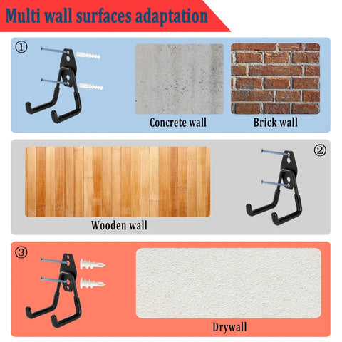 8 Pack Hang All Your Gear Heavy Duty Garage Hooks Wall Mount Set For Ladders Garden Tools Bikes And More Steel Utility Organizer multi-surface adaptation for concrete, brick, wood, and drywall.