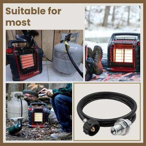 Propane Fuel Filter With Six Foot Hose For Buddy Series Heaters QCC1 Type1 Adapter on heater and tank setup