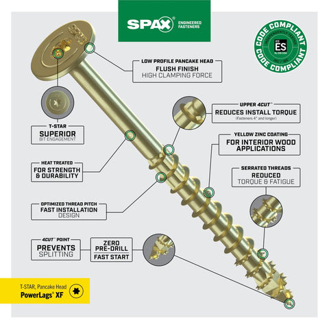 Powerlags XF Five Sixteenth Inch By Three Inch Interior Pancake Head Structural Wood Lag Screws 250 Pack No Drill Needed
