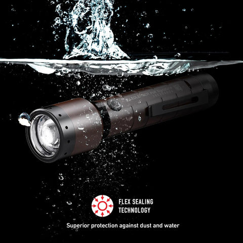 P6R Signature Rechargeable Flashlight Delivers 1400 Lumens Of Beast Bright LED Power submerged in water showing waterproof feature