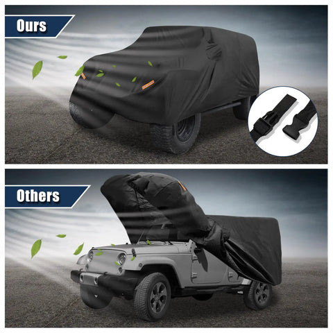 Outdoor Heavy Duty Car Cover For Jeep Wrangler 4 Door JK JL TJ YJ From 2007 To 2021 Waterproof Dust Wind Snow Protection