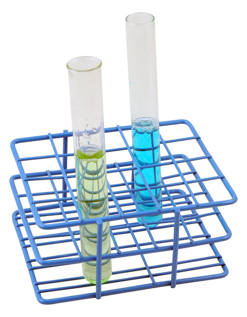 Blue Epoxy Coated Steel Wire Test Tube Rack for Labs, 20 Holes, 4 by 5 Grid, Fits 18 to 20mm Tubes, Chemical Resistant