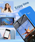 Jam Packed 80GB MP3 Player With Bluetooth And WiFi, 4.0 Inch Screen displaying music, cartoons, and bedtime stories.