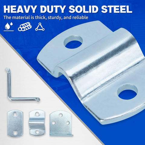 Top Shelf Galvanized Steel Trailer Gate Latch Hardware Four Piece Set With Curved Plates Handles And Side Brackets, heavy duty solid steel parts.