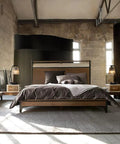 Spacious bedroom with Amber Glass Bedside Lamps Set of 2 For Bedroom With USB Port, Dimmable Nightstand Lights In Vintage Brown Industrial Farmhouse Style, Includes 2 LED Bulbs, Perfect For Living Room Or Office, highlighting industrial decor and natural light.