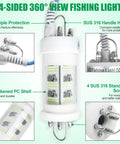 Beast Bright 160W Submersible Fishing Light With 80000 Lumens, IP68 Waterproof Green LED showing four-sided 360° illumination design.